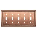 Henne Bery Sunken Pearls Wall Plate, 5-Gang Toggle, Antique Copper