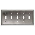 Henne Bery Sunken Pearls Wall Plate, 5-Gang Toggle, Antique Nickel