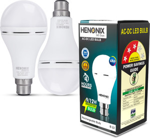 henonix 12 watt b22d led rechargeable 4 hrs bulb emergency light white