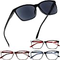 Henotin 4 Pack Ladies Reading Glasses Blue Light Blocking Spring Hinge Readers Anti Eyestrain Computer Eyeglasses (Multicolor-5, 0.75)