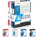 Henoyso 12 Pack 1/2 Inch 3 Ring Binder with Clear Cover Fit Letter Size 8.5" x 11" Paper Holds 140 Sheets, Bulk Binders for Organizing School, Office &amp; Classroom Documents, 1 Pocket (Classic Colors)