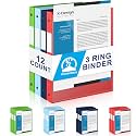 Henoyso 12 Pack 1/2 Inch 3 Ring Binder with Clear Cover Fit Letter Size 8.5" x 11" Paper Holds 140 Sheets, Bulk Binders for Organizing School, Office &amp; Classroom Documents, 1 Pocket (Assorted Colors)