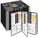 Henoyso 20 Pcs 8.5 x 11 Inch Menu Covers 4 Page 8 View Transparent Restaurant Covers Book Fits A4 Size Paper, Bar Cafe Clear Menu Holder Folder with Leatherette Trim and Decorative Corners, Black