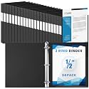 Henoyso 24 Pack 1/2 Inch 3 Ring Binder with Clear Cover Fit Letter Size 8.5" x 11" Paper Holds 140 Sheets, Bulk Binders for Organizing School, Office &amp; Classroom Documents, 1 Pocket (Black)