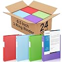 Henoyso 24 Pack 1/2 Inch 3 Ring Binder with Clear Cover Fit Letter Size 8.5" x 11" Paper Holds 140 Sheets, Bulk Binders for Organizing School, Office &amp; Classroom Documents, 1 Pocket (Pastel Colors)