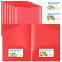 Henoyso 24 Pack Take Home Folders with Clear Front Pocket, Red
