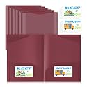 Henoyso 24 Pack Take Home Folders with Clear Front Pocket, Burgundy