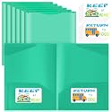 Henoyso 24 Pack Take Home Folders with Clear Front Pocket, Green