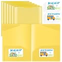 Henoyso 24 Pack Take Home Folders with Clear Front Pocket, Yellow