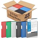 Henoyso 48 Pack 1/2 Inch 3 Ring Binder with Clear Cover Fit Letter Size 8.5" x 11" Paper Holds 140 Sheets, Bulk Binders for Organizing School, Office &amp; Classroom Documents, 1 Pocket (Multi Colors)