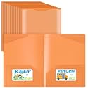 Henoyso 48 Pack Take Home Folders with Clear Front Pocket, Orange