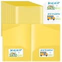 Henoyso 48 Pack Take Home Folders with Clear Front Pocket, Yellow