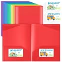 Henoyso 48 Pack Take Home Folders with Clear Front Pocket, Multicolor