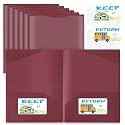 Henoyso 48 Pack Take Home Folders with Clear Front Pocket, Maroon