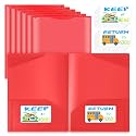 Henoyso 48 Pack Take Home Folders with Clear Front Pocket, Red