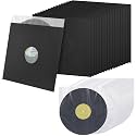 Henoyso 80 Piece 12 Inch Vinyl Record Sleeves Include 40 Pcs Album Covers (350gsm) Record Jackets 40 Pcs Inner Kraft Paper Sleeves for Album Vinyl Records Collections Storage Decorations(Black)