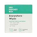 Her Fantasy Box | Everywhere Wipes – 100% Organic Cotton, Gentle &amp; Refreshing, pH-Balanced, Fragrance-Free, Plant-Powered for Body, Face &amp; Intimate Areas, Ideal for Sensitive Skin - 1 Pack, 15 Wipes