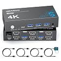 Heravo USB 3.0 HDMI KVM Switch 2 Monitors 2 Computers, 4K@60Hz Dual Monitor