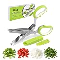 Herb Scissors with 5 Thickened Sharp Blades, Herb Scissors Set，Green