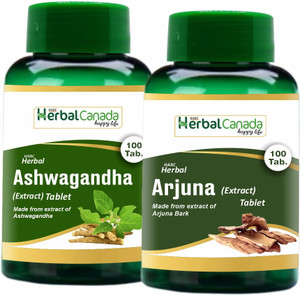 herbal canada ashwagandha 100 tablets  arjuna 100 tablets  healthy combo pack