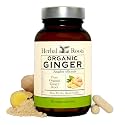 Herbal Roots Organic Ginger Capsules - Digestive Support - USDA Certified Organic - 60 Vegan Capsules
