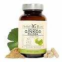 Herbal Roots Organic Ginkgo Biloba Supplement - Brain & Memory Health - USDA Certified Organic - 60 Vegan Capsules