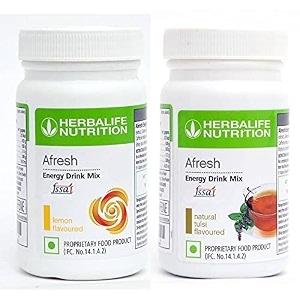 herbalife afresh energy drinks mix lemon  tulsi flavour 11 energy drink100 g lemon tulsi flavored