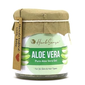 herbsense aloe vera gel for skin amp hair soothing hydrating moisturizing amp non-sticky gel fragrance amp color free pack of 1 180 gm
