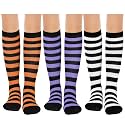 Hercicy 3 Pairs Halloween Knee High Socks for Kids Striped Costume