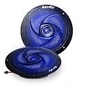 Herdio 4 Inch 80W Waterproof Marine Speakers - 2 Way Weather Resistant with LED Lights, and Low Profile Slim Style Suitable for Boat, RV, ATV, UTV, Golf Cart (1 Pair, Black)