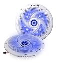 Herdio 5.25 Inch 160W Waterproof Marine Speakers - 2 Way Weather Resistant with LED Lights, and Low Profile Slim Style Suitable for Boat, RV, ATV, UTV, Golf Cart (1 Pair, White)