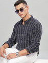 HERENOW Men Checkered Casual Green Shirt