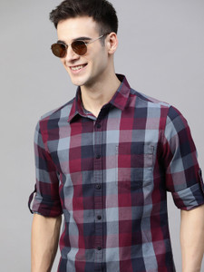 HERENOW Men Checkered Casual Multicolor Shirt