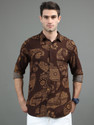 HERENOW Men Printed Casual Brown Shirt