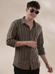 HERENOW Men Self Design Casual Green Shirt