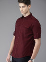HERENOW Men Solid Casual Maroon Shirt