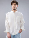 HERENOW Men Solid Casual White Shirt