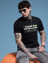 HERENOW Printed Men Round Neck Black T-Shirt