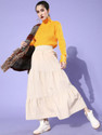 HERE&NOW Women Solid High Neck Yellow Sweater