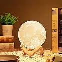Heria 14 cm 3D Rechargeable Moon Lamp with Touch Control Adjust Brightness Moon Light with Stand, 7 Colors Led 3D Print Moon Night Light for Diwali Gift Ideas Art Decoration- 1 Pcs