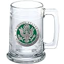 Heritage Pewter Army Beer Stein Glass | 15 Ounce German-Style Beer Glass | Intricately Crafted Metal Pewter Alma Mater Inlay