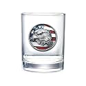 Heritage Pewter Eagle Head with Flag Double Old Fashion | Double Rocks Glass 14 oz for Liquor | Expertly Crafted Pewter Glass