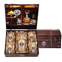 Heritage Pewter Florida State Capitol Decanter Chest Set | 24 OZ Liquor Pourer with 4 Double Old-Fashioned Glasses | Expertly Crafted Pewter Glass