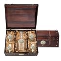 Heritage Pewter GT Capitol Decanter Chest Set | 24 OZ Liquor Pourer with 4 Double Old-Fashioned Glasses | Expertly Crafted Pewter Glass