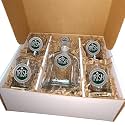 Heritage Pewter Irish Capitol Decanter Chest Set | 24 OZ Liquor Pourer with 4 Double Old-Fashioned Glasses | Expertly Crafted Pewter Glass
