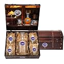 Heritage Pewter LSU Capitol Decanter Chest Set | 24 OZ Liquor Pourer with 4 Double Old-Fashioned Glasses | Expertly Crafted Pewter Glass