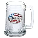 Heritage Pewter Motorcycle Beer Stein Glass | 15 Ounce German-Style Beer Glass | Intricately Crafted Metal Pewter Inlay