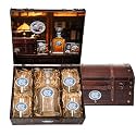 Heritage Pewter North Carolina Capitol Decanter Chest Set | 24 OZ Liquor Pourer with 4 Double Old-Fashioned Glasses | Expertly Crafted Pewter Glass