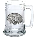 Heritage Pewter By a Nose Beer Stein Glass | 15 Ounce German-Style Beer Glass | Intricately Crafted Metal Pewter Alma Mater Inlay