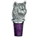 Heritage Pewter Wine Bottle Stopper | Bottle Topper for Wine, Liquor | Expertly Crafted Pewter Reusable Wine Cork (Wolf Head)